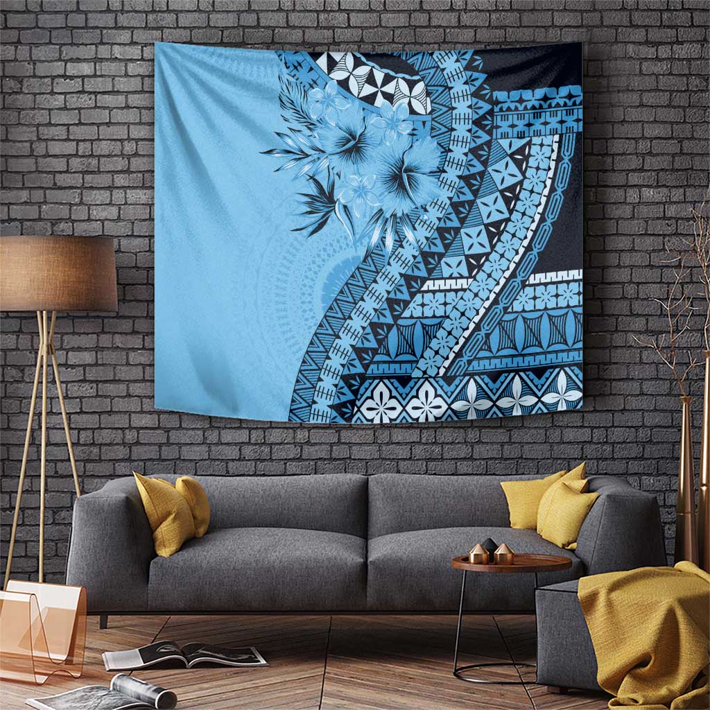 Bula Fiji Tapestry Turquoise Kaivity Masi Tapa LT7 Turquoise - Polynesian Pride