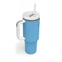 Bula Fiji Tumbler With Handle Turquoise Kaivity Masi Tapa LT7 - Polynesian Pride