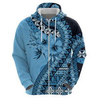 Bula Fiji Zip Hoodie Turquoise Kaivity Masi Tapa LT7 - Polynesian Pride