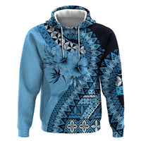 Bula Fiji Zip Hoodie Turquoise Kaivity Masi Tapa LT7 Pullover Hoodie Turquoise - Polynesian Pride