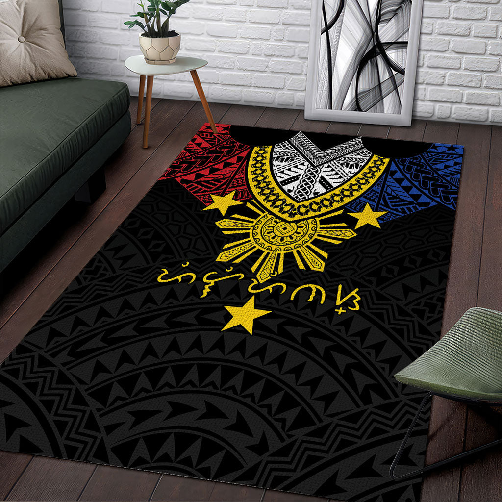 Philippines Heritage Baybayin Mix Polynesian Area Rug LT7 Black - Polynesian Pride