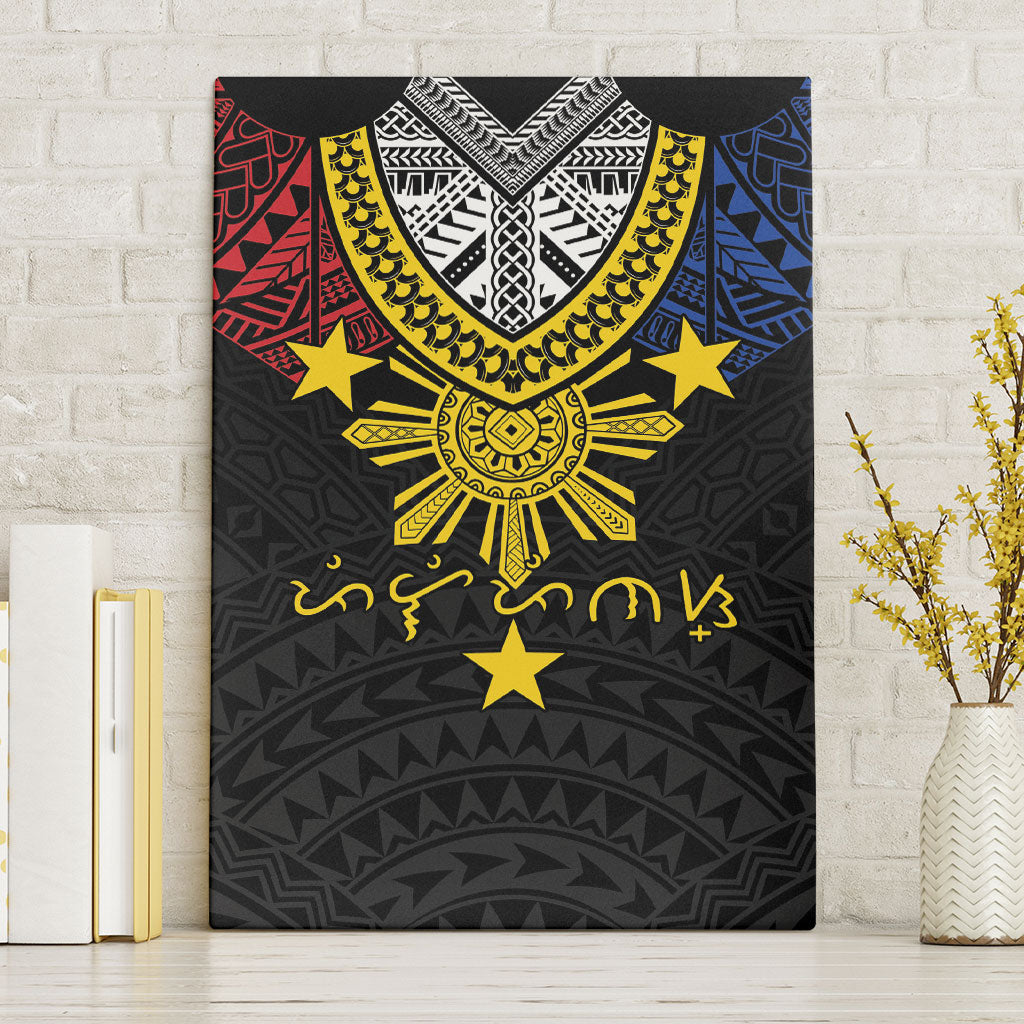 Philippines Heritage Baybayin Mix Polynesian Canvas Wall Art LT7 Without Frame Black - Polynesian Pride