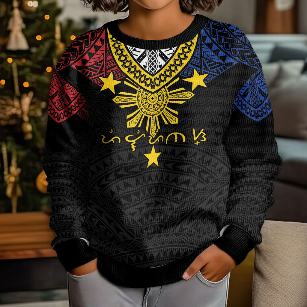 Philippines Heritage Baybayin Mix Polynesian Kid Ugly Christmas Sweater