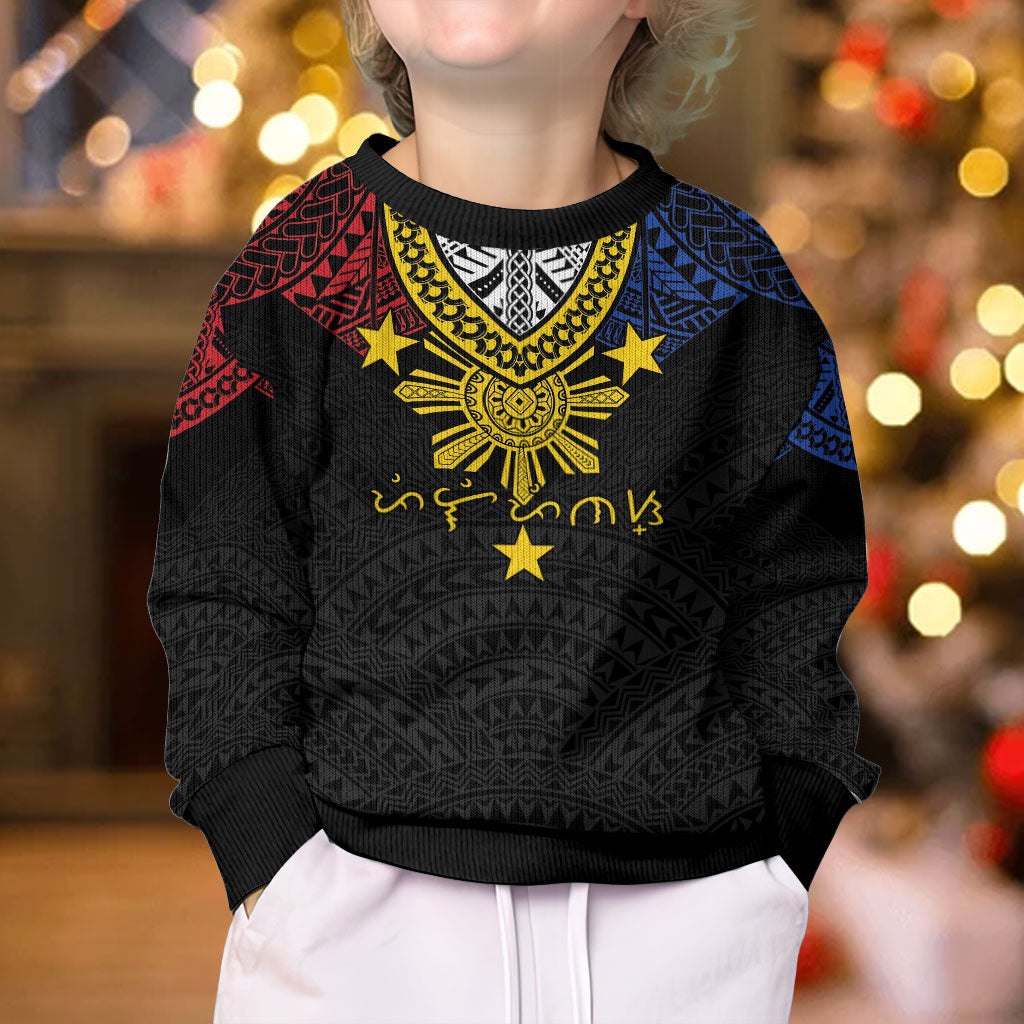 Philippines Heritage Baybayin Mix Polynesian Kid Ugly Christmas Sweater