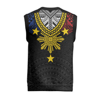 Philippines Heritage Baybayin Mix Polynesian Christmas Knitted V-Neck Vest