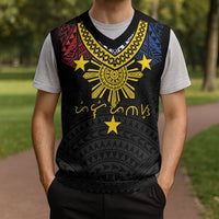 Philippines Heritage Baybayin Mix Polynesian Christmas Knitted V-Neck Vest