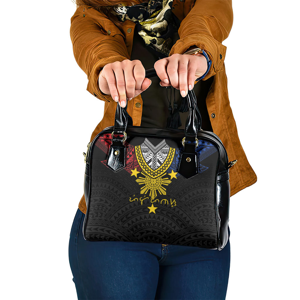 Philippines Heritage Baybayin Mix Polynesian Shoulder Handbag LT7 One Size Black - Polynesian Pride