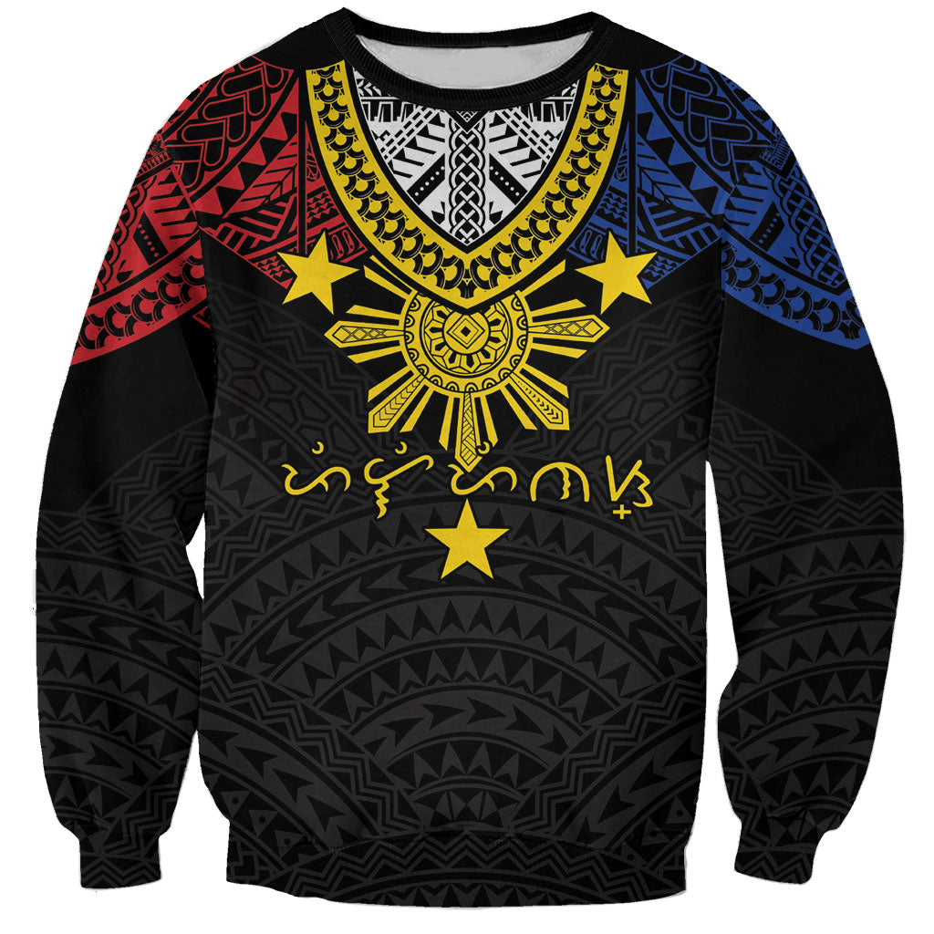 Philippines Heritage Baybayin Mix Polynesian Sweatshirt LT7 Unisex Black - Polynesian Pride