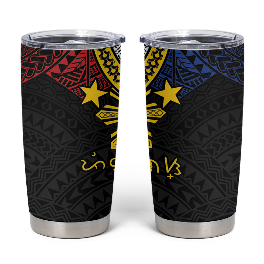 Philippines Heritage Baybayin Mix Polynesian Tumbler Cup LT7 Black - Polynesian Pride