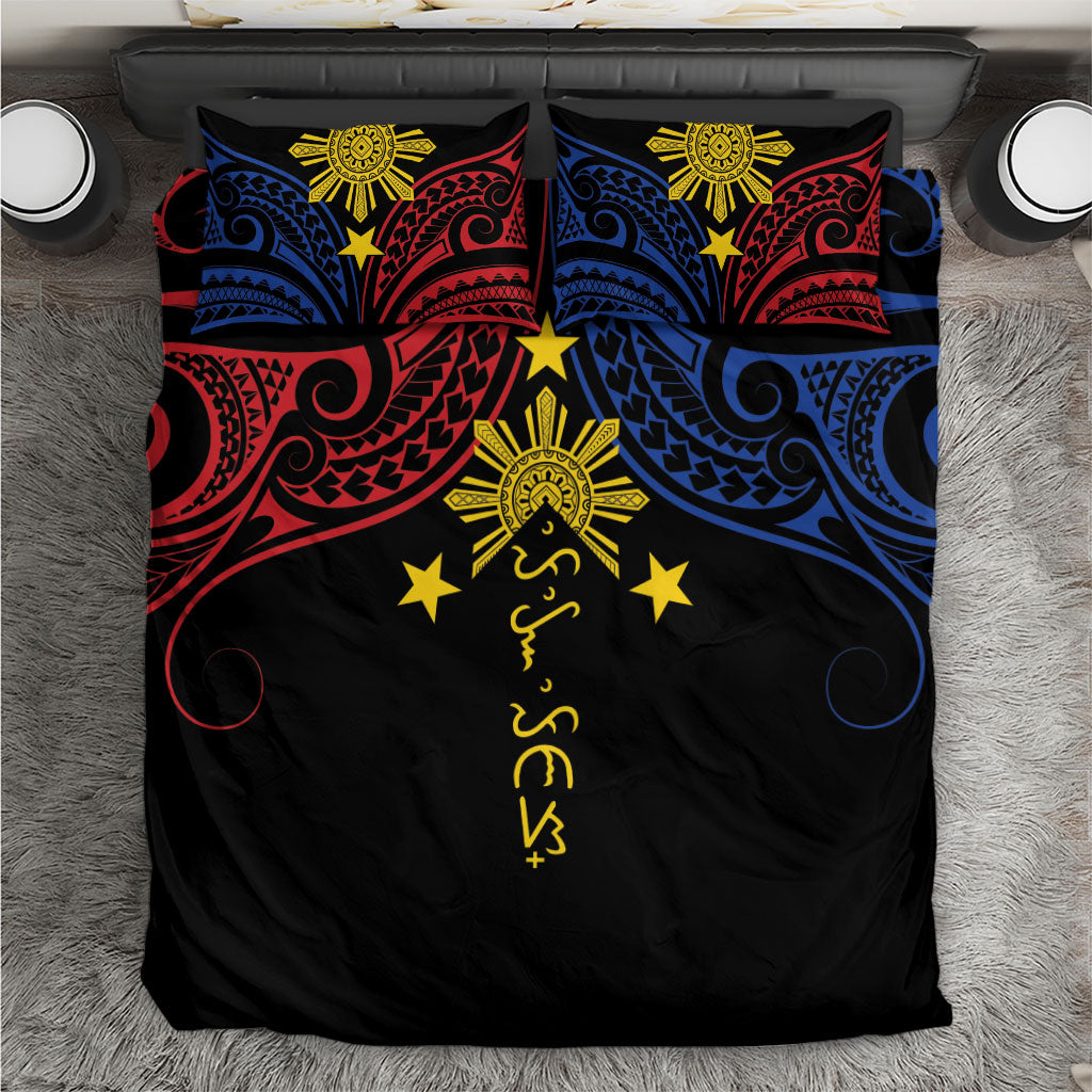 Philippines Heritage Bedding Set Baybayin Philipinas Sun LT7 Black - Polynesian Pride