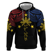 Philippines Heritage Personalized Hoodie Baybayin Philipinas Sun LT7 Pullover Hoodie Black - Polynesian Pride