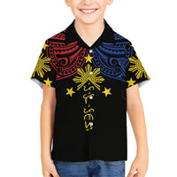 Philippines Heritage Personalized Kid Hawaiian Shirt Baybayin Philipinas Sun LT7 Kid Black - Polynesian Pride
