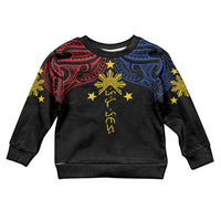 Philippines Heritage Personalized Kid Ugly Christmas Sweater Baybayin Philipinas Sun