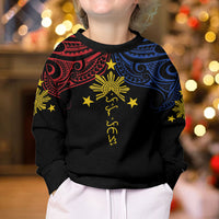 Philippines Heritage Personalized Kid Ugly Christmas Sweater Baybayin Philipinas Sun