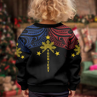 Philippines Heritage Personalized Kid Ugly Christmas Sweater Baybayin Philipinas Sun