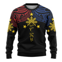 Philippines Heritage Personalized Ugly Christmas Sweater Baybayin Philipinas Sun