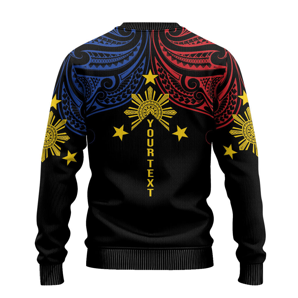 Philippines Heritage Personalized Ugly Christmas Sweater Baybayin Philipinas Sun