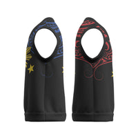 Philippines Heritage Personalized Christmas Knitted V-Neck Vest Baybayin Philipinas Sun