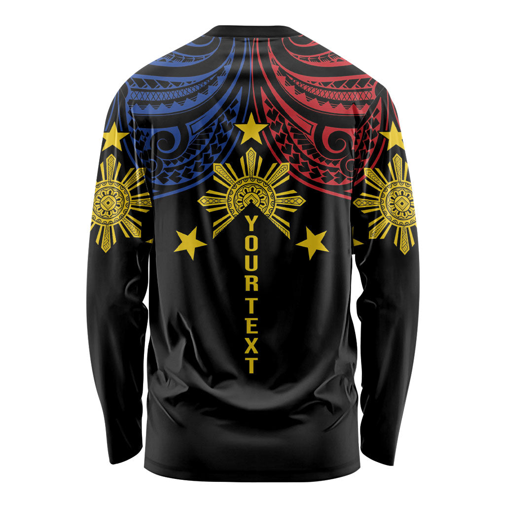 Philippines Heritage Personalized Long Sleeve Shirt Baybayin Philipinas Sun LT7 - Polynesian Pride