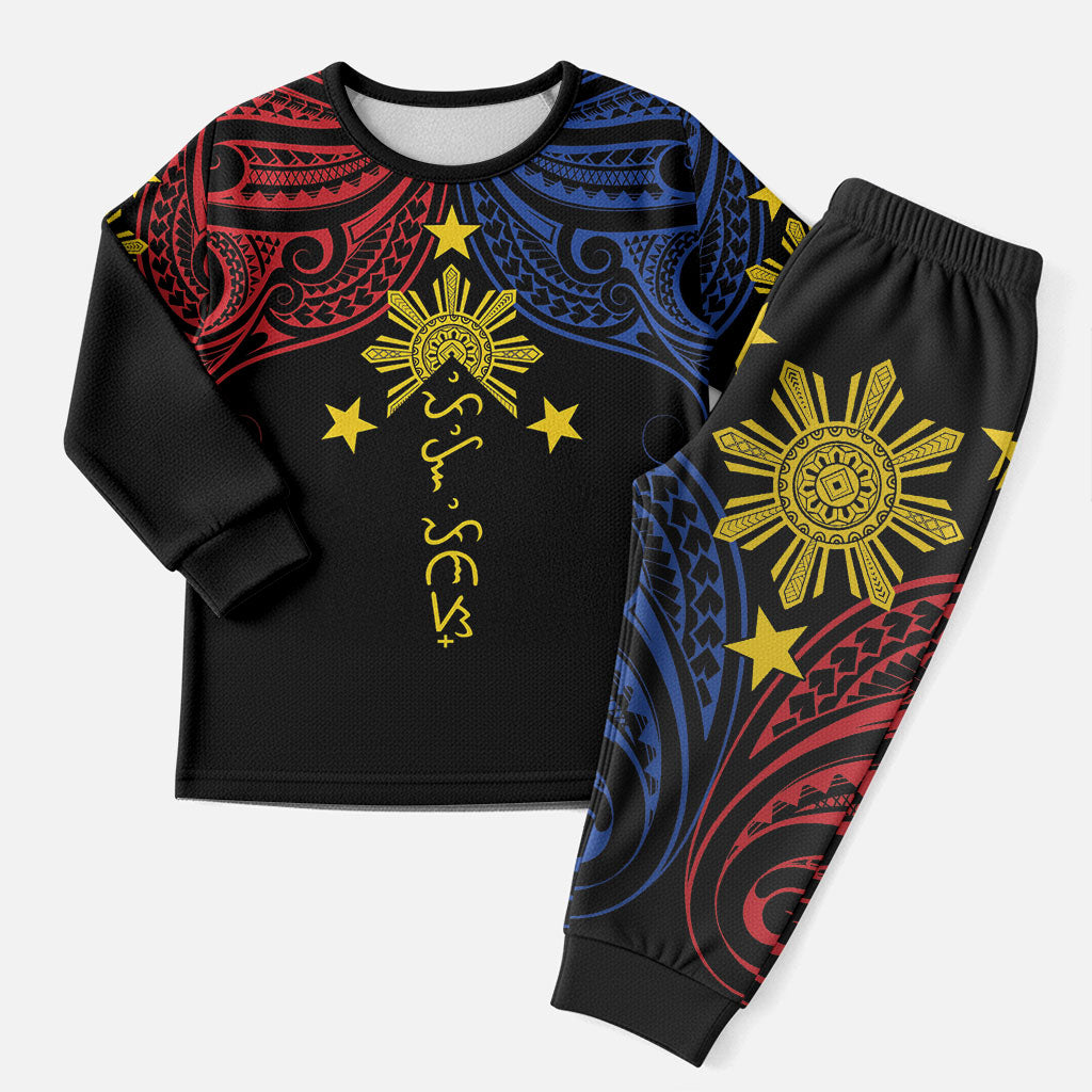 Philippines Heritage Personalized Christmas Pajama Set Baybayin Philipinas Sun