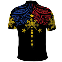 Philippines Heritage Personalized Polo Shirt Baybayin Philipinas Sun LT7 - Polynesian Pride