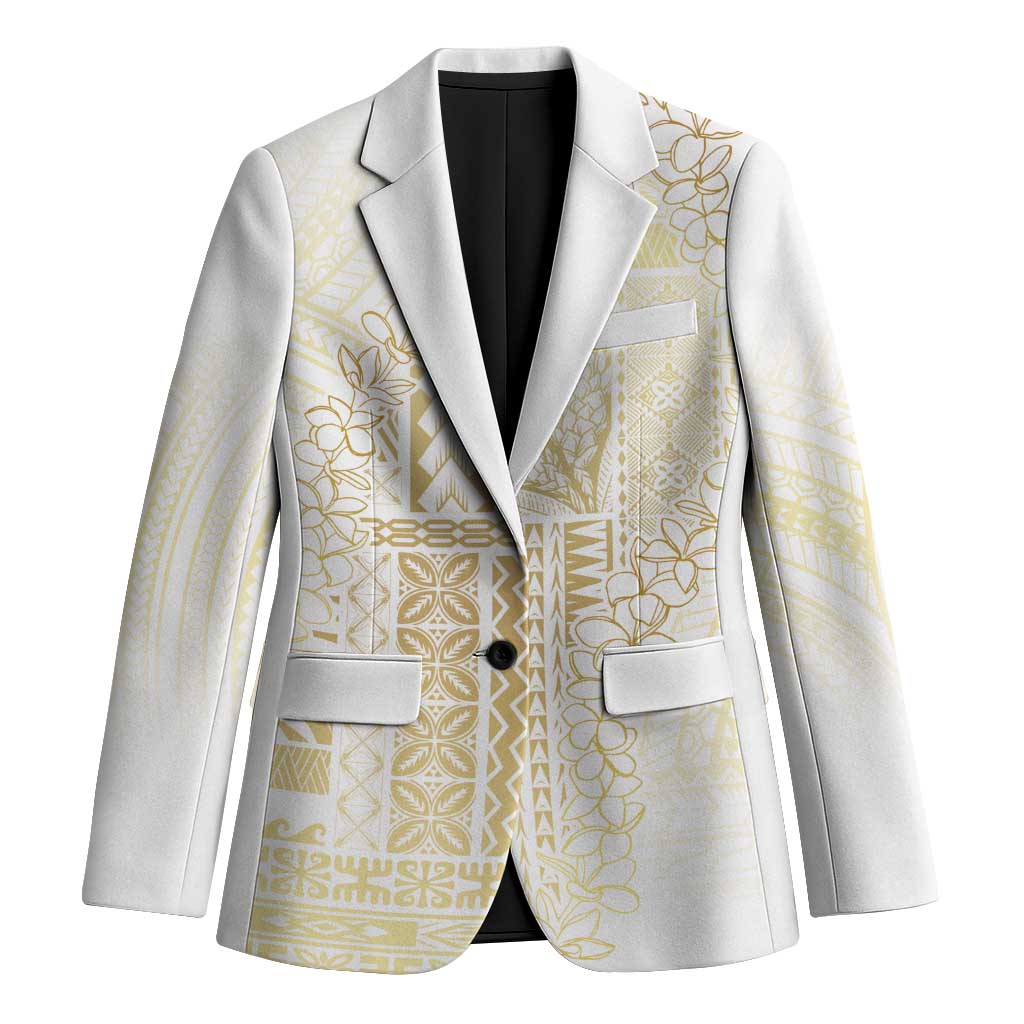 Samoa Lotu Tamaiti Mamanu Siapo Blazer Golden Plumeria LT7 Unisex Gold - Polynesian Pride