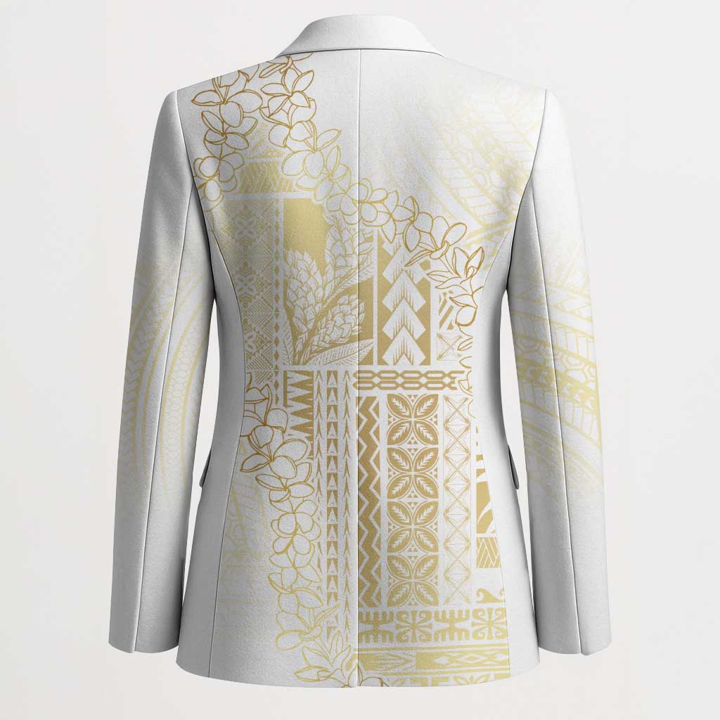 Samoa Lotu Tamaiti Mamanu Siapo Blazer Golden Plumeria LT7 - Polynesian Pride