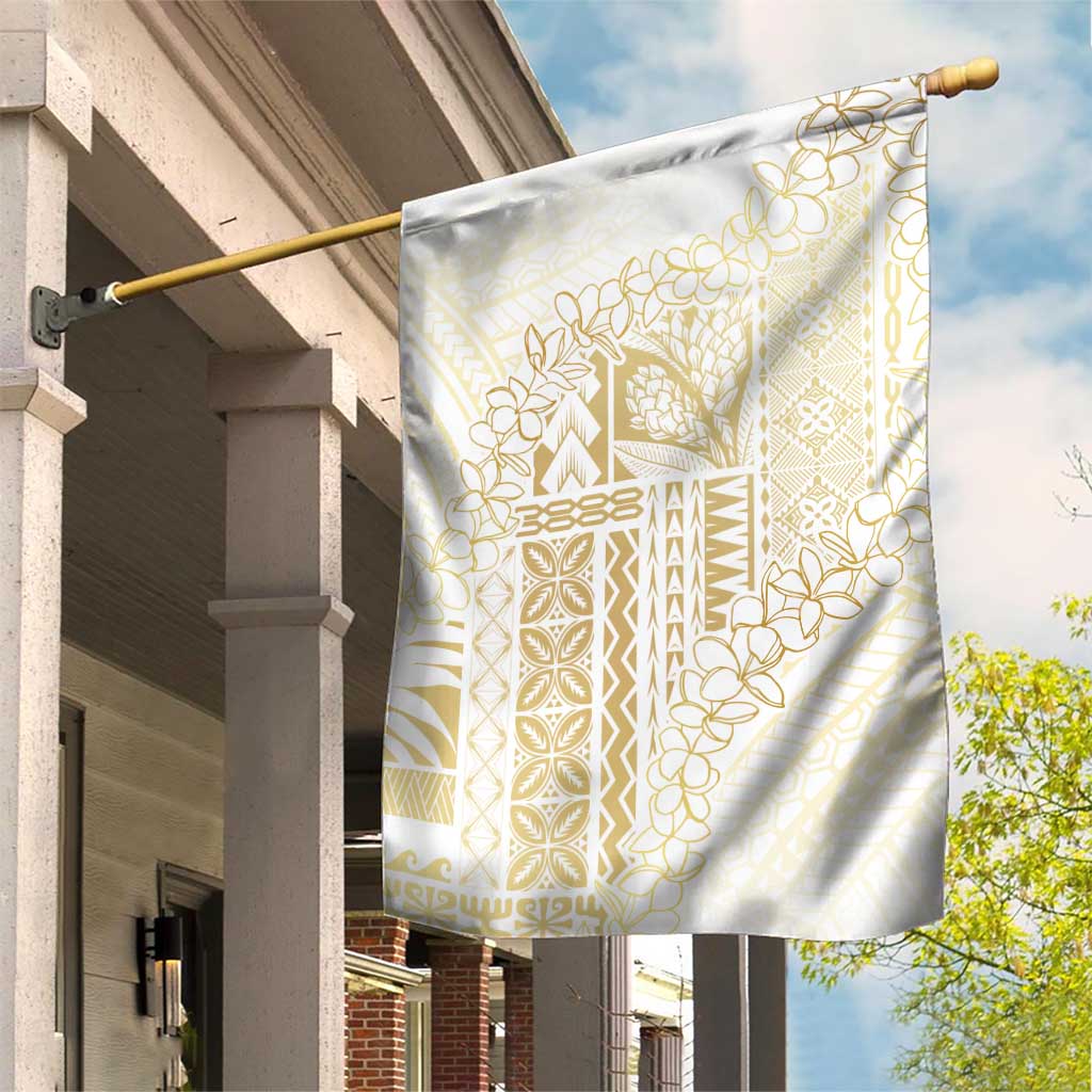 Samoa Lotu Tamaiti Mamanu Siapo Garden Flag Golden Plumeria LT7 House Flag Gold - Polynesian Pride