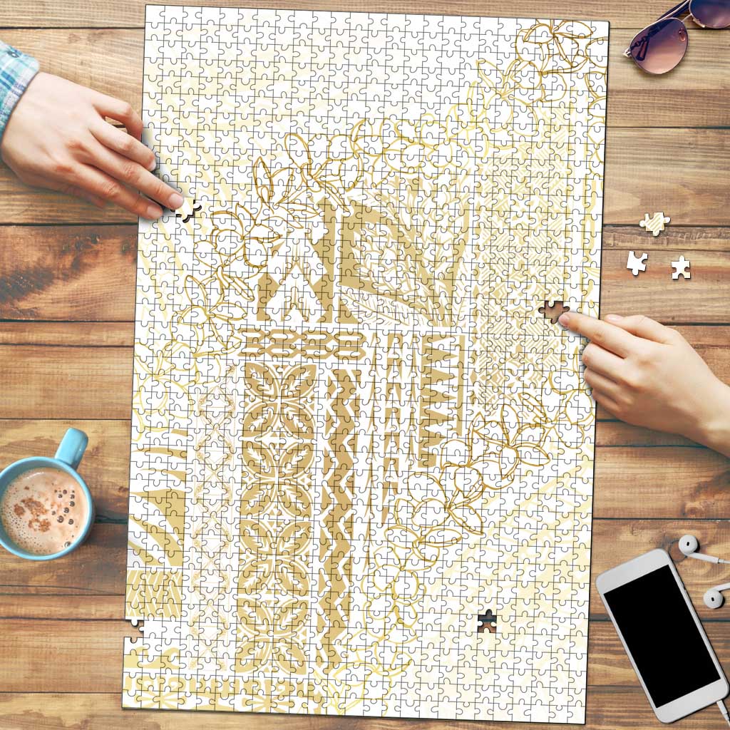 Samoa Lotu Tamaiti Mamanu Siapo Puzzle Golden Plumeria LT7 Gold - Polynesian Pride