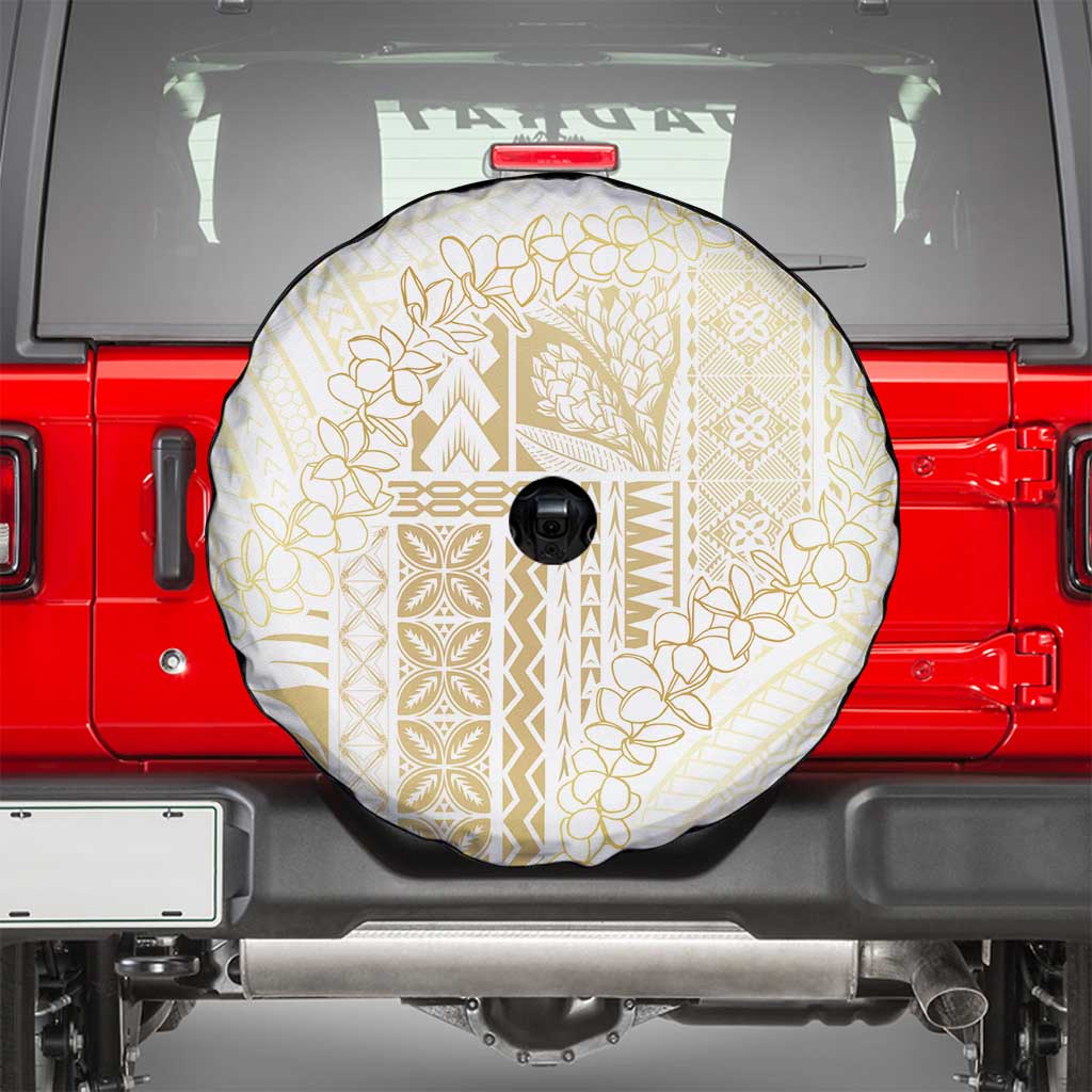 Samoa Lotu Tamaiti Mamanu Siapo Spare Tire Cover Golden Plumeria LT7 - Polynesian Pride