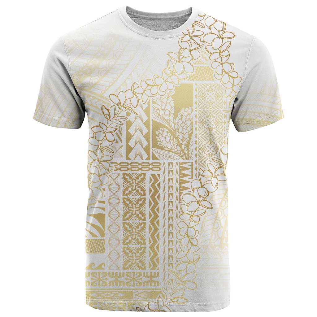 Samoa Lotu Tamaiti Mamanu Siapo T Shirt Golden Plumeria LT7 Gold - Polynesian Pride