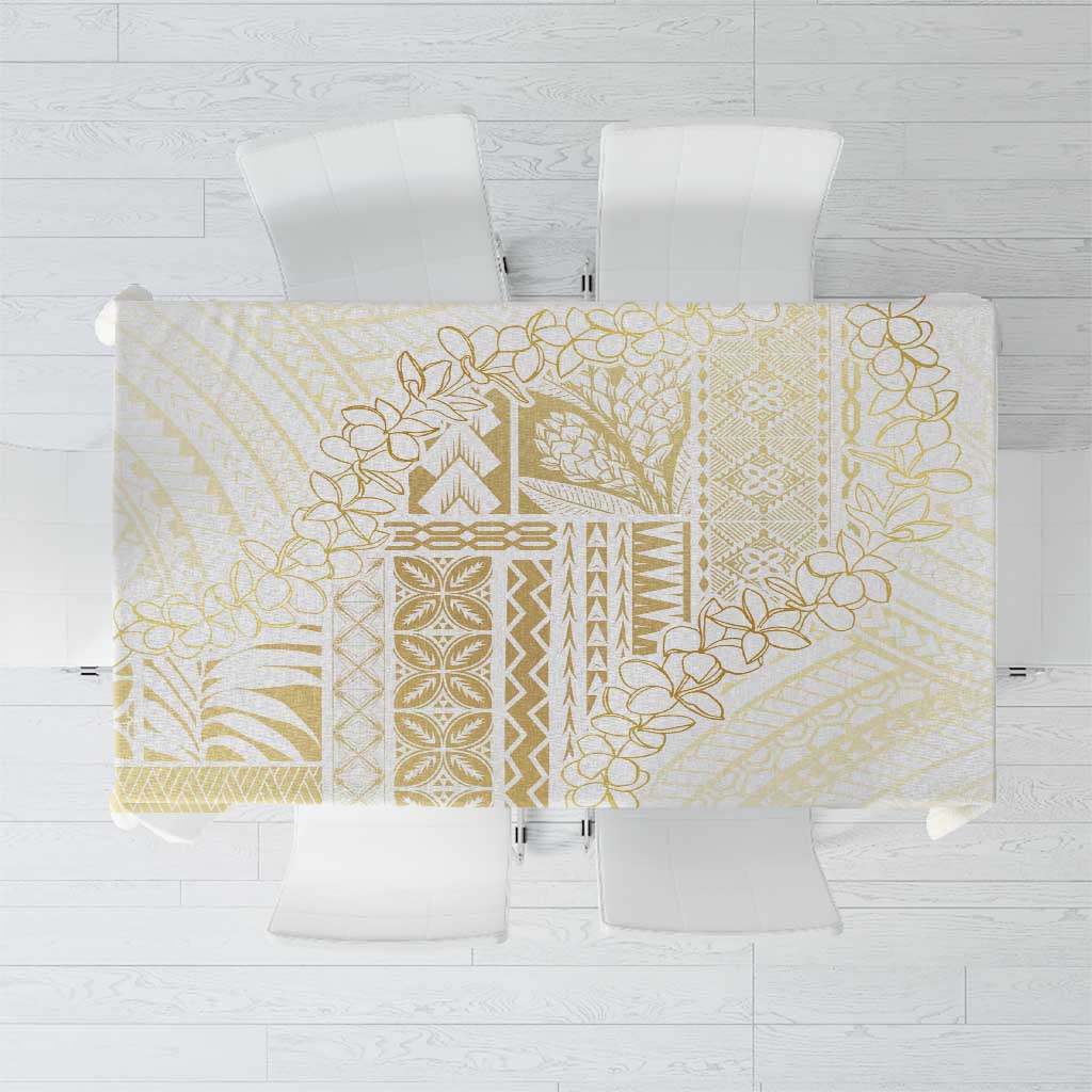 Samoa Lotu Tamaiti Mamanu Siapo Tablecloth Golden Plumeria LT7 Gold - Polynesian Pride