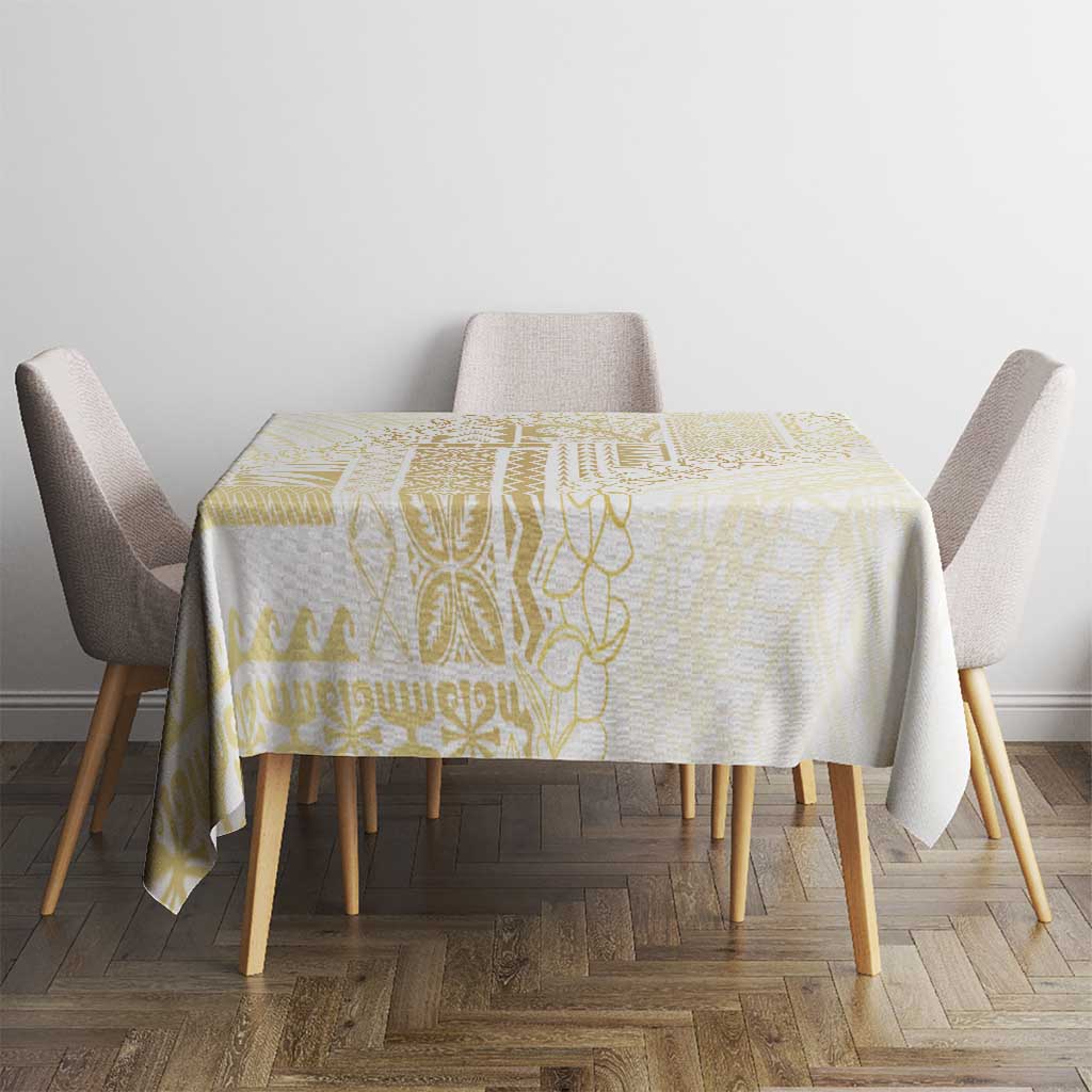 Samoa Lotu Tamaiti Mamanu Siapo Tablecloth Golden Plumeria LT7 - Polynesian Pride