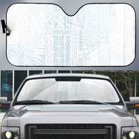 Samoa Lotu Tamaiti Mamanu Siapo Auto Sun Shade Off White Plumeria LT7 Baby Blue - Polynesian Pride