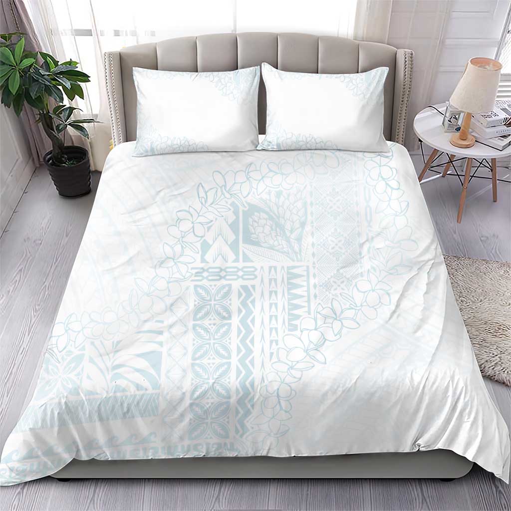 Samoa Lotu Tamaiti Mamanu Siapo Bedding Set Off White Plumeria LT7 - Polynesian Pride