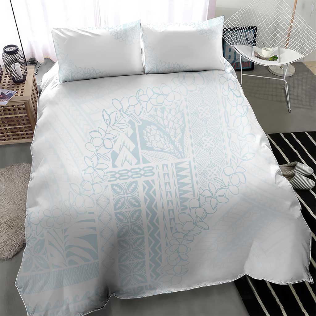 Samoa Lotu Tamaiti Mamanu Siapo Bedding Set Off White Plumeria LT7 - Polynesian Pride
