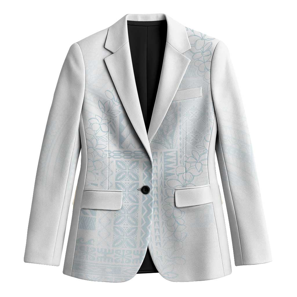 Samoa Lotu Tamaiti Mamanu Siapo Blazer Off White Plumeria LT7 Unisex Baby Blue - Polynesian Pride