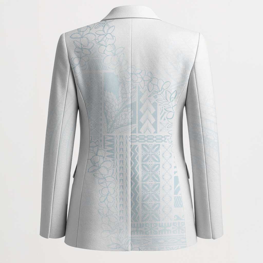 Samoa Lotu Tamaiti Mamanu Siapo Blazer Off White Plumeria LT7 - Polynesian Pride