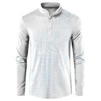 Samoa Lotu Tamaiti Mamanu Siapo Button Sweatshirt Off White Plumeria LT7 Baby Blue - Polynesian Pride