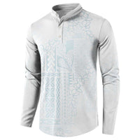 Samoa Lotu Tamaiti Mamanu Siapo Button Sweatshirt Off White Plumeria LT7 - Polynesian Pride