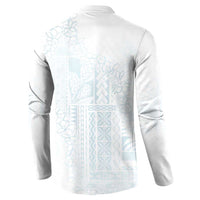 Samoa Lotu Tamaiti Mamanu Siapo Button Sweatshirt Off White Plumeria LT7 - Polynesian Pride