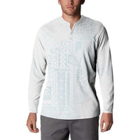 Samoa Lotu Tamaiti Mamanu Siapo Button Sweatshirt Off White Plumeria LT7 - Polynesian Pride
