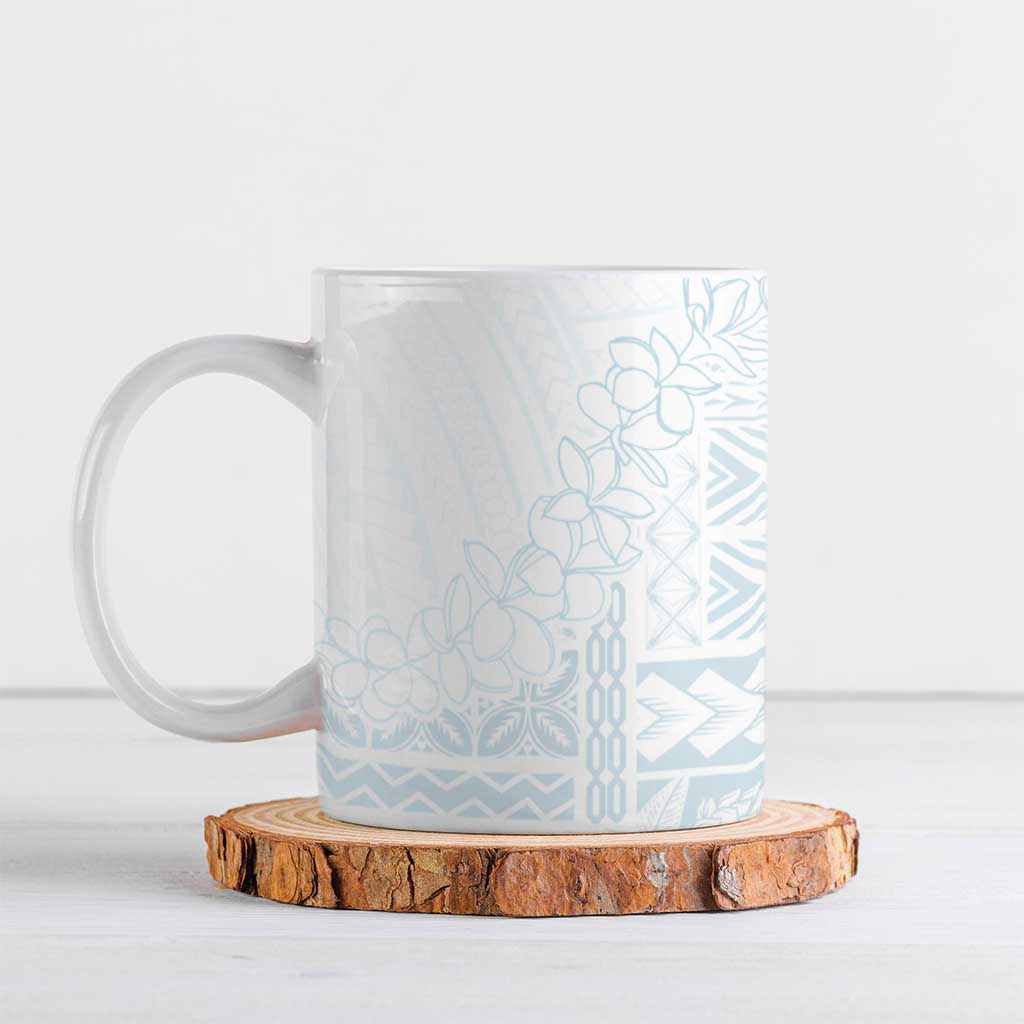 Samoa Lotu Tamaiti Mamanu Siapo Ceramic Mug Off White Plumeria LT7 Baby Blue - Polynesian Pride