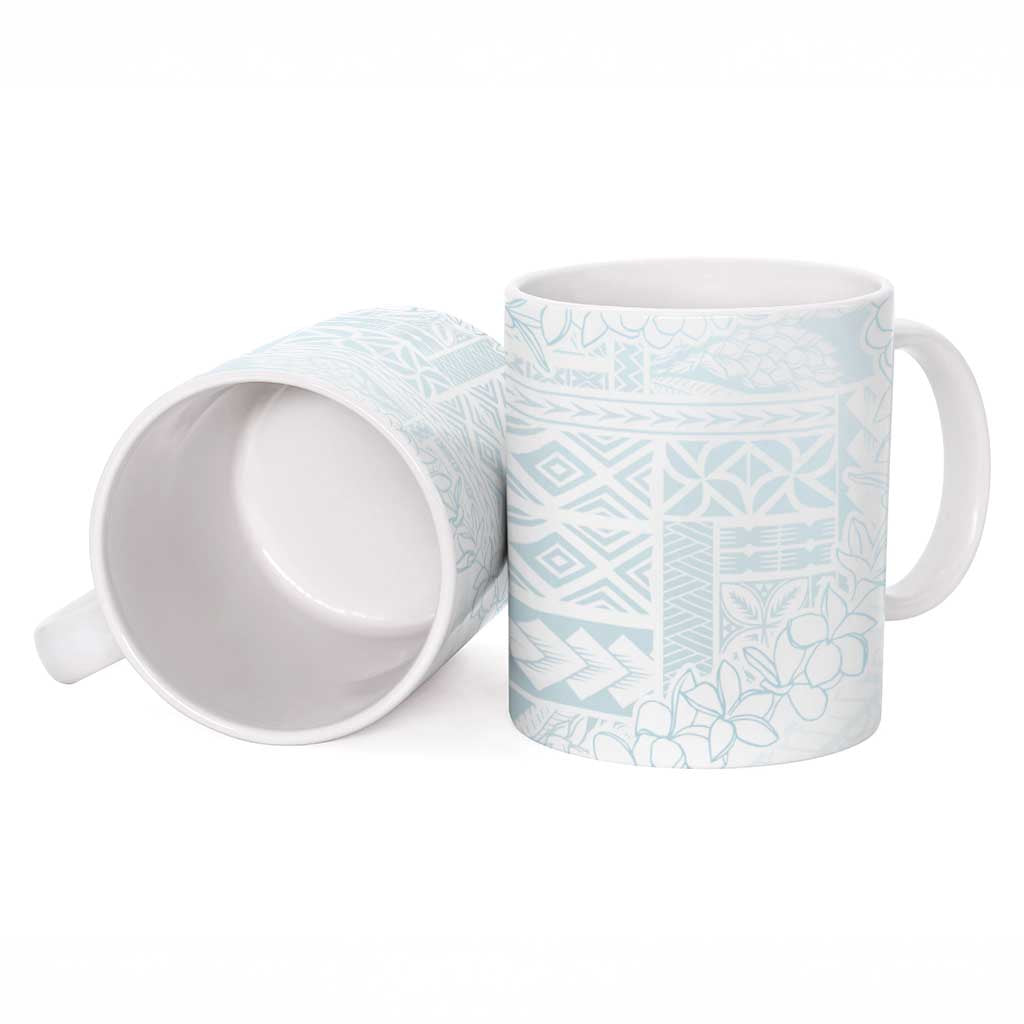 Samoa Lotu Tamaiti Mamanu Siapo Ceramic Mug Off White Plumeria LT7 - Polynesian Pride