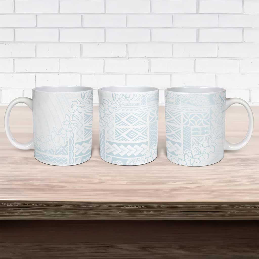 Samoa Lotu Tamaiti Mamanu Siapo Ceramic Mug Off White Plumeria LT7 - Polynesian Pride