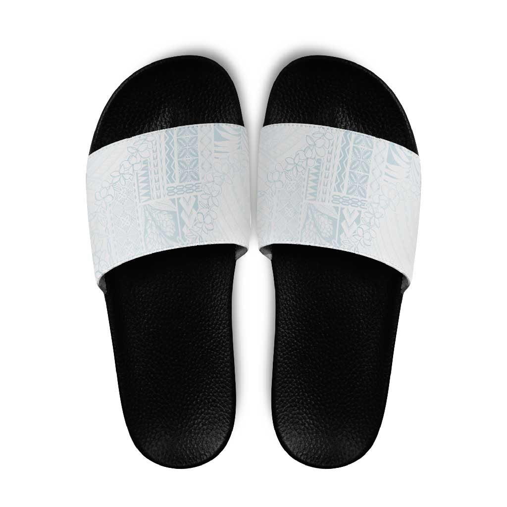 Samoa Lotu Tamaiti Mamanu Siapo Slide Sandals Off White Plumeria LT7 Baby Blue - Polynesian Pride