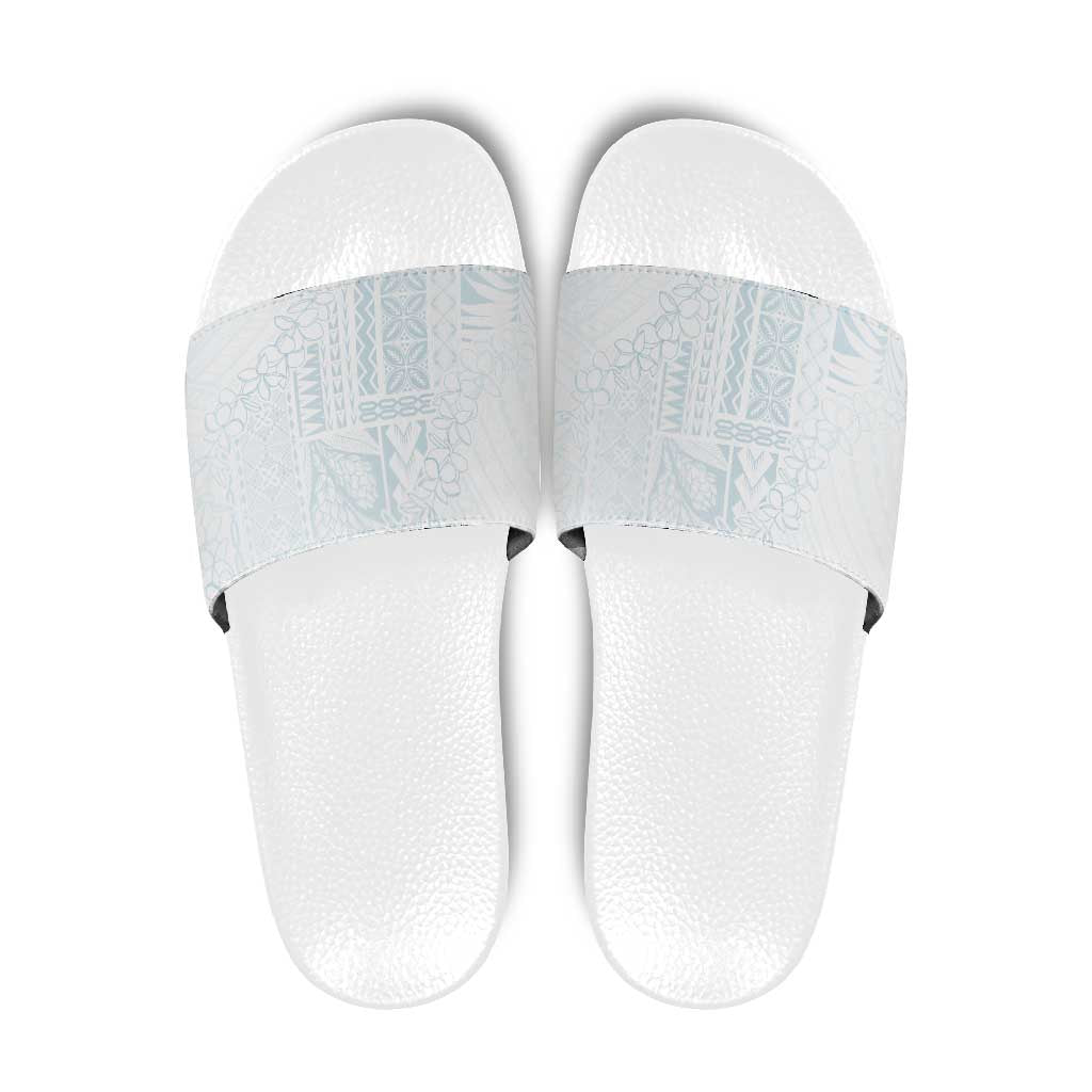 Samoa Lotu Tamaiti Mamanu Siapo Slide Sandals Off White Plumeria LT7 Baby Blue - Polynesian Pride