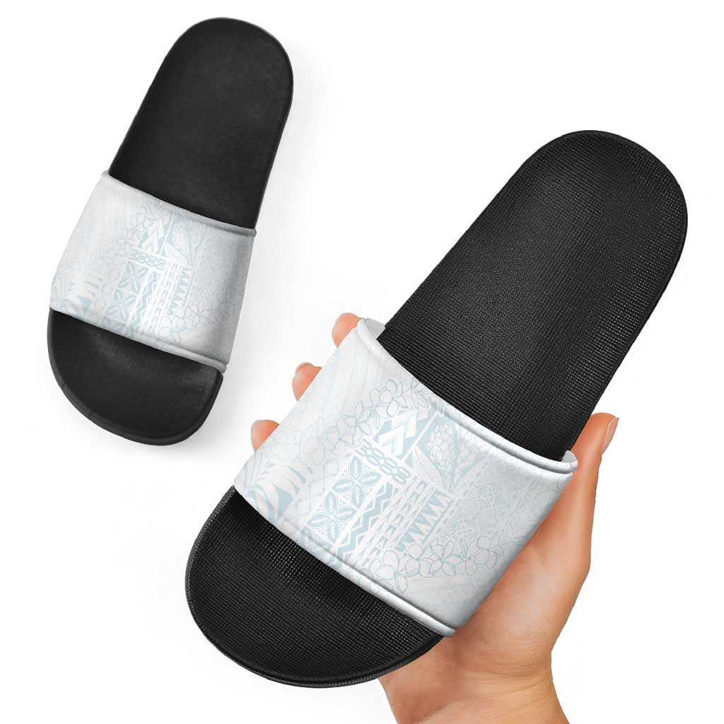 Samoa Lotu Tamaiti Mamanu Siapo Slide Sandals Off White Plumeria LT7 - Polynesian Pride