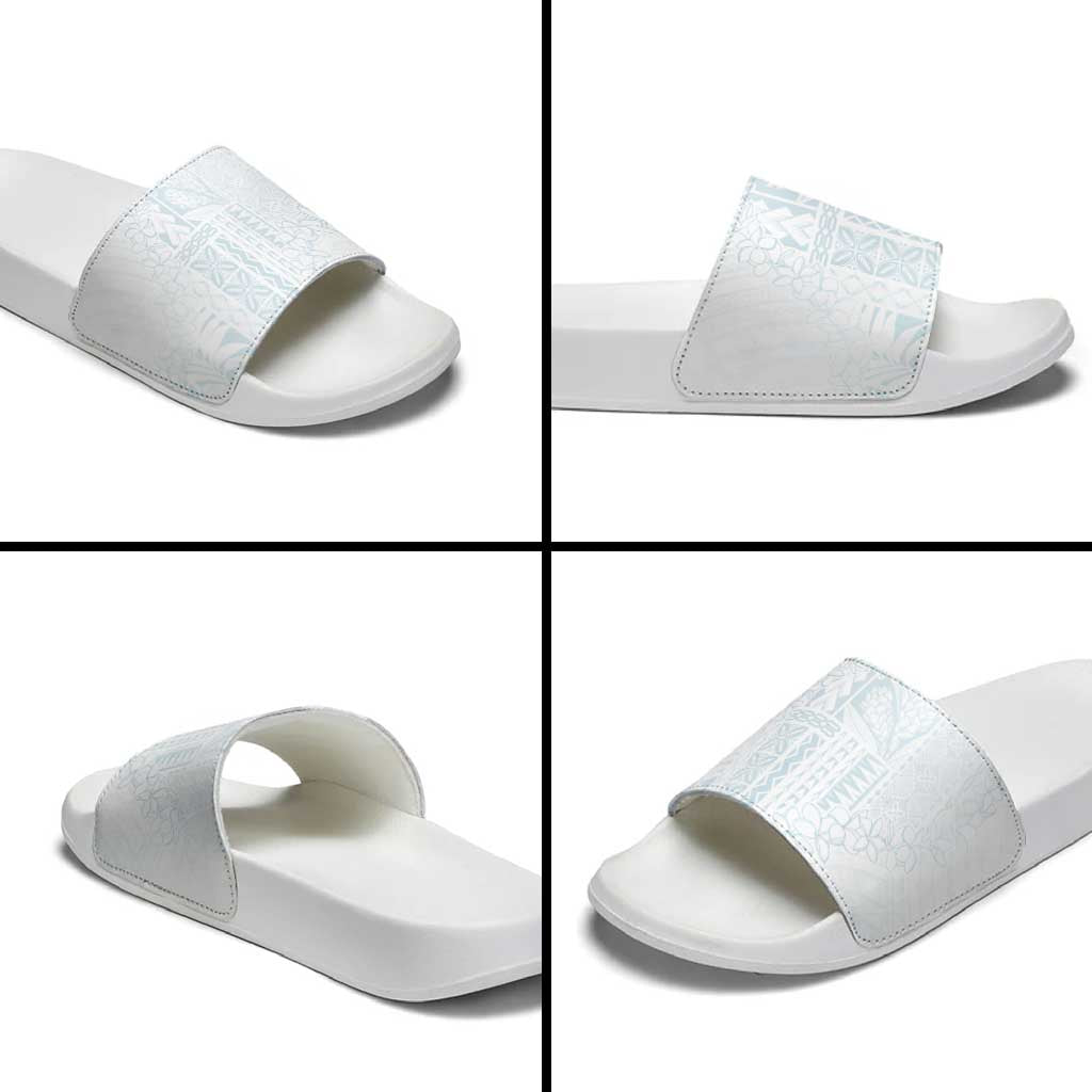 Samoa Lotu Tamaiti Mamanu Siapo Slide Sandals Off White Plumeria LT7 - Polynesian Pride