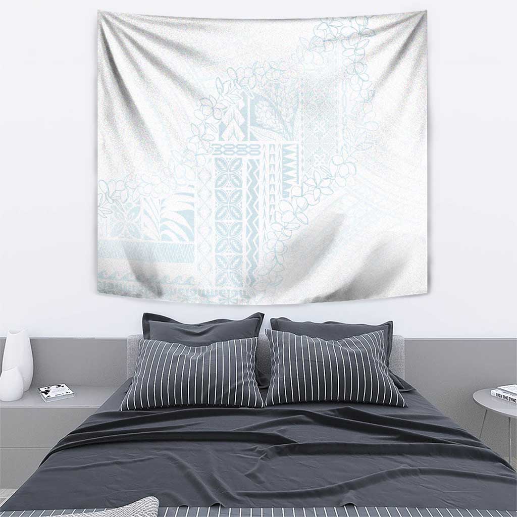 Samoa Lotu Tamaiti Mamanu Siapo Tapestry Off White Plumeria LT7 - Polynesian Pride